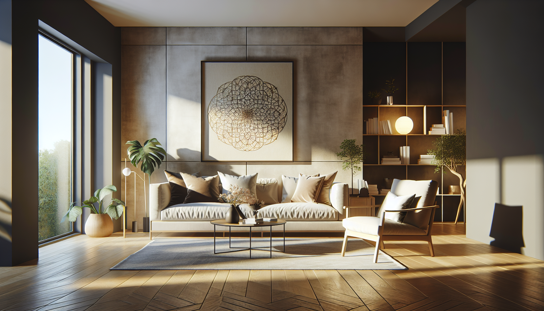 Intérieur contemporain avec tableau décoratif — ambiance wall art