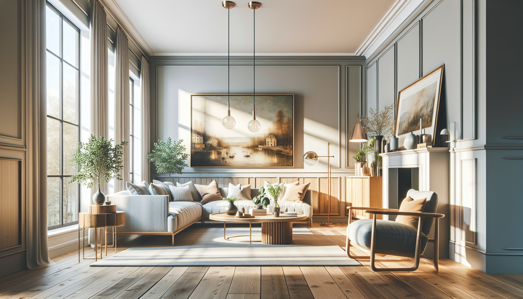 Intérieur contemporain avec tableau décoratif — ambiance wall art