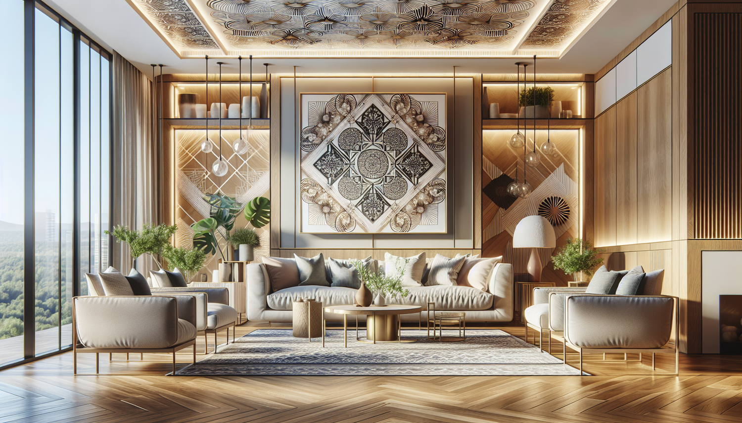 Intérieur contemporain avec tableau décoratif — ambiance wall art
