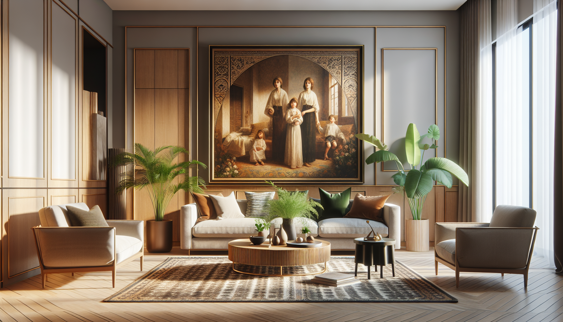 Intérieur contemporain avec tableau décoratif — ambiance Tableau Fête des Mères