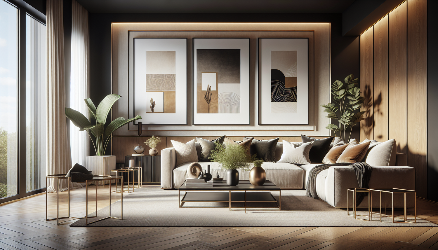 Intérieur contemporain avec tableau décoratif — ambiance wall art