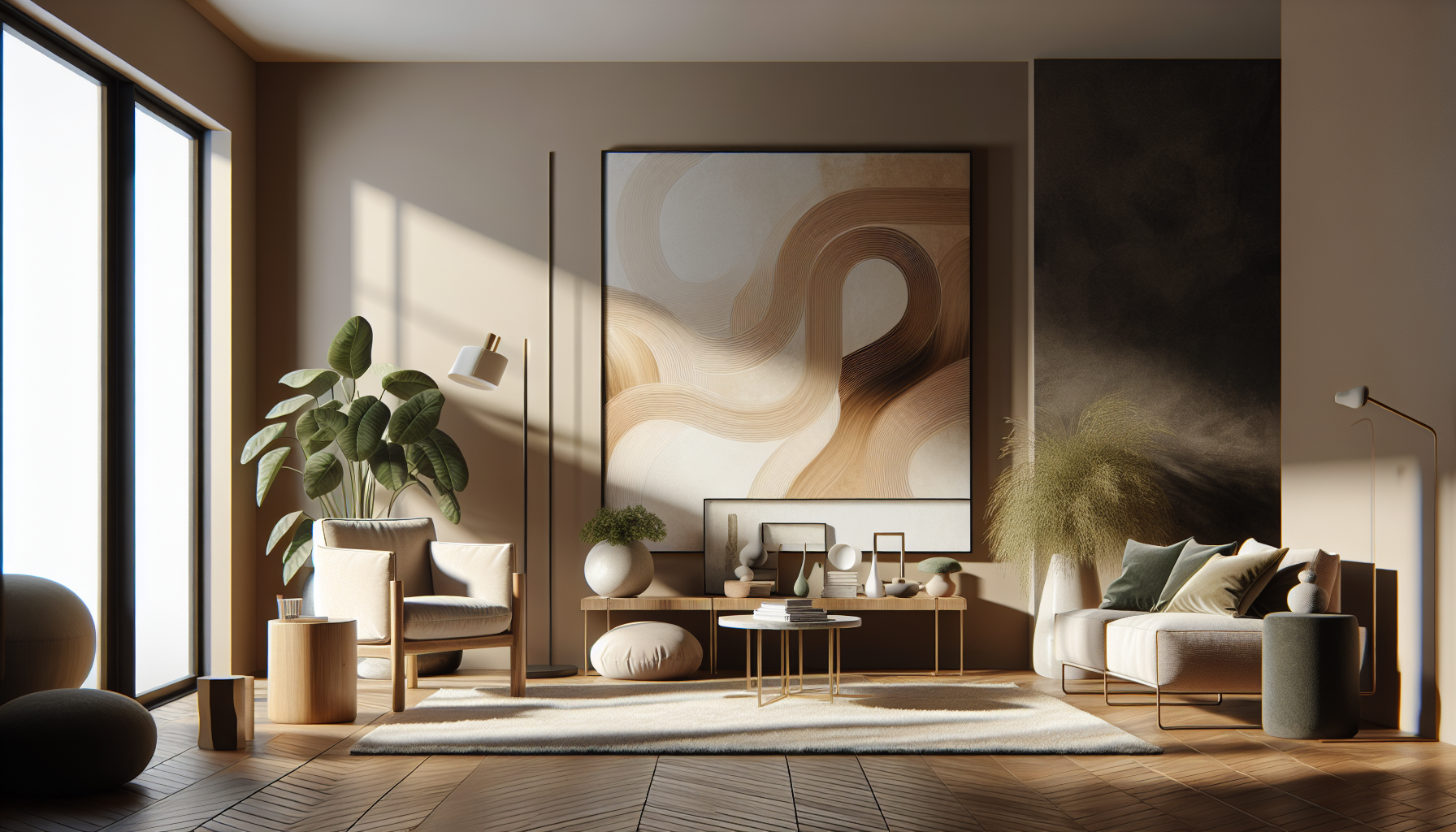 Intérieur contemporain avec tableau décoratif — ambiance wall art