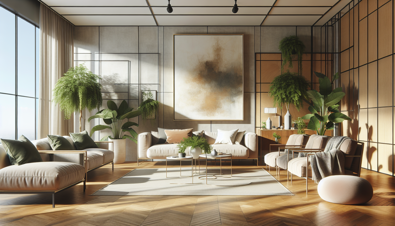 Intérieur contemporain avec tableau décoratif — ambiance wall art
