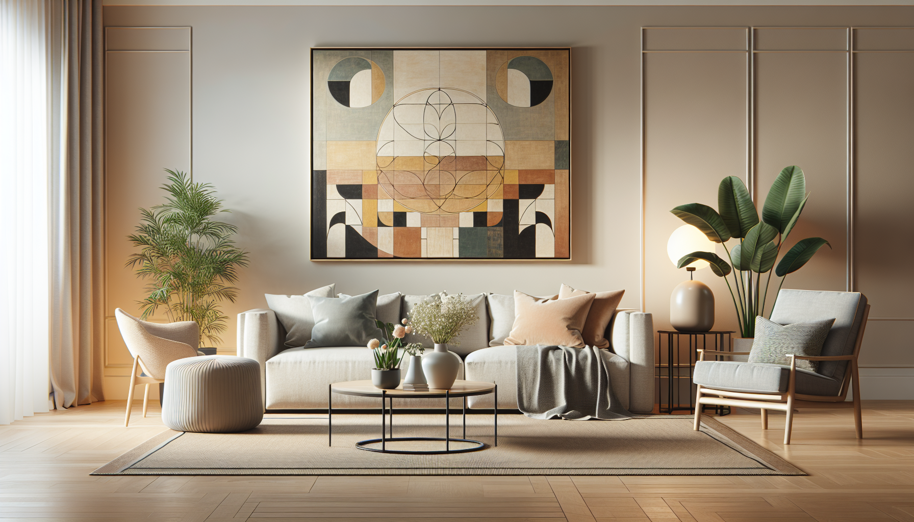 Intérieur contemporain avec tableau décoratif — ambiance wall art
