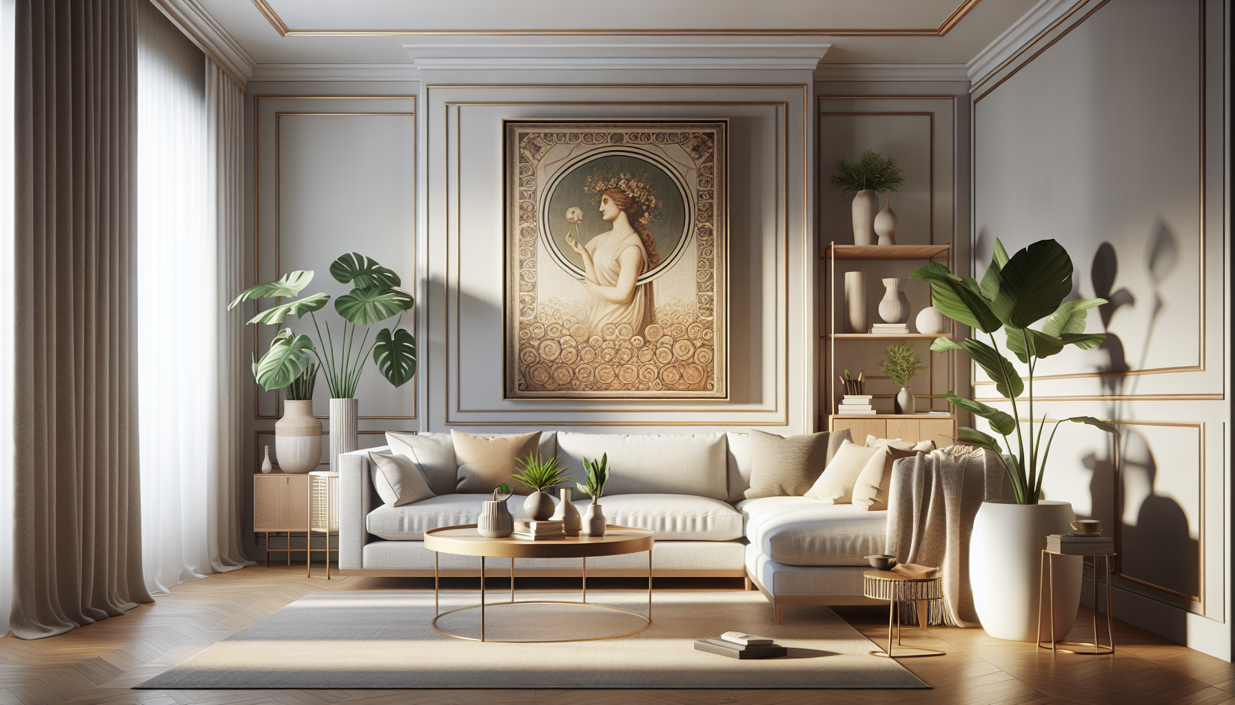 Intérieur contemporain avec tableau décoratif — ambiance wall art