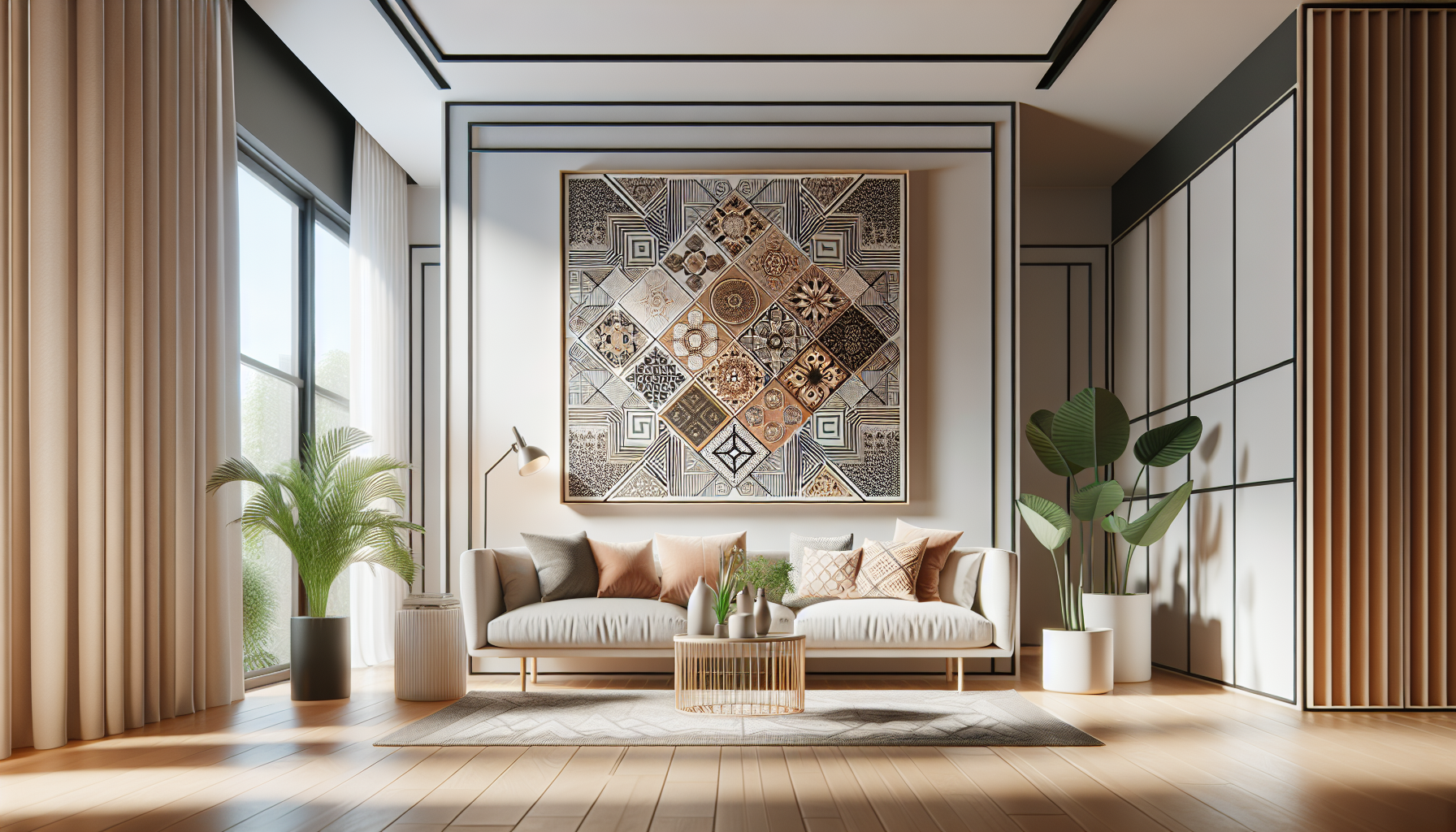 Intérieur contemporain avec tableau décoratif — ambiance Tableau gnous