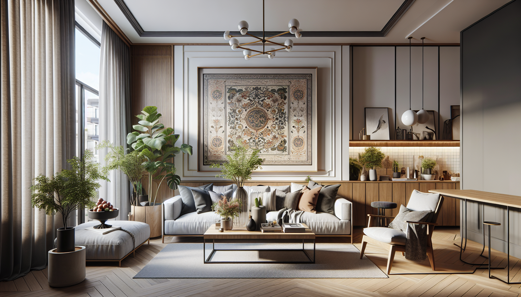 Intérieur contemporain avec tableau décoratif — ambiance wall art