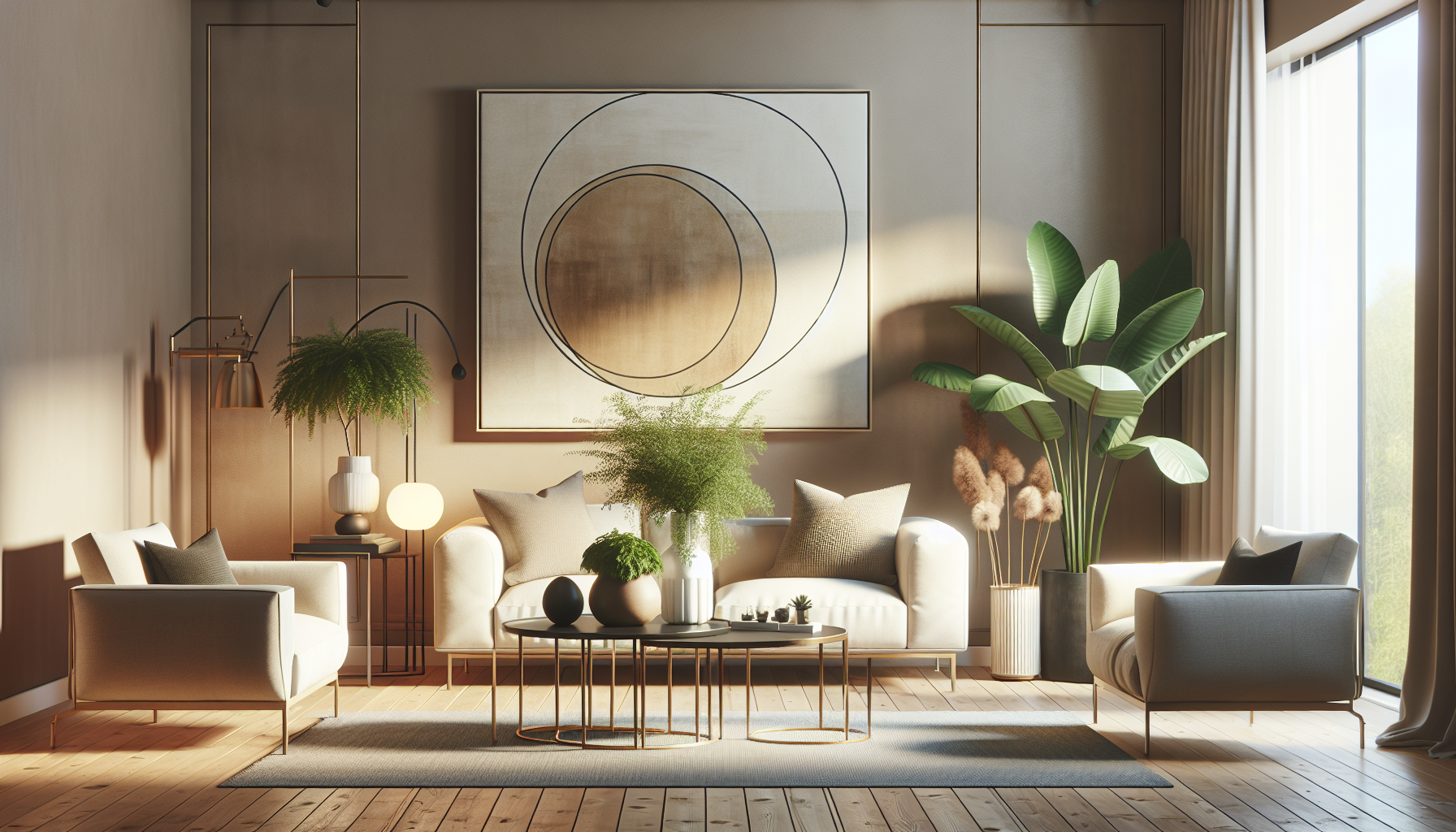 Intérieur contemporain avec tableau décoratif — ambiance wall art