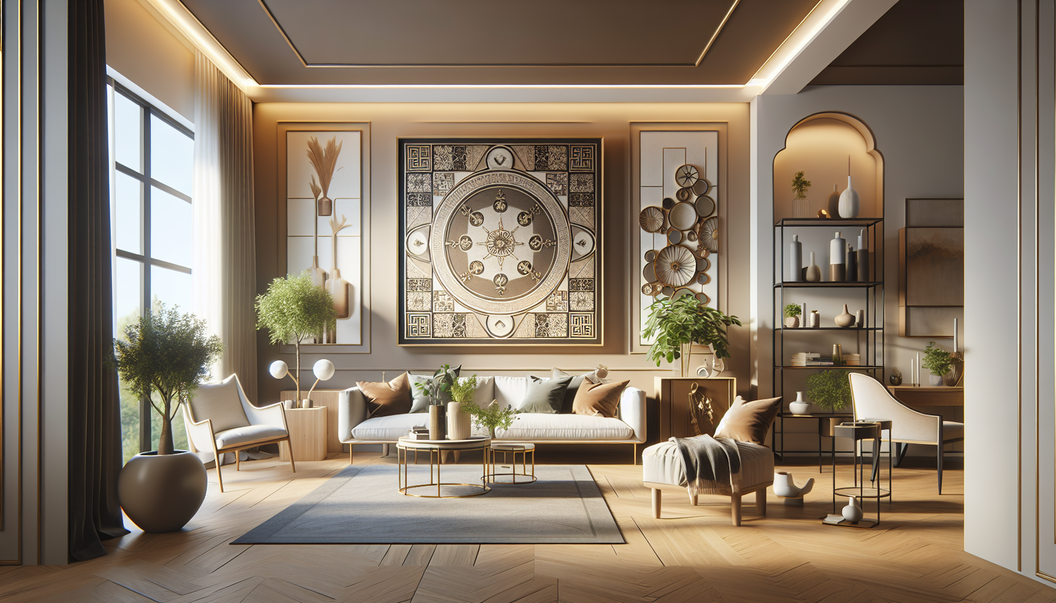 Intérieur contemporain avec tableau décoratif — ambiance Tableaux Architecture