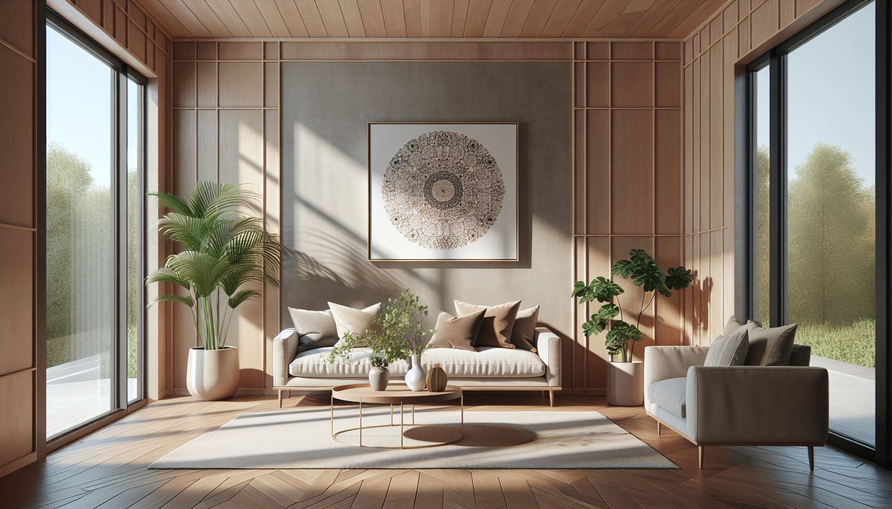 Intérieur contemporain avec tableau décoratif — ambiance wall art