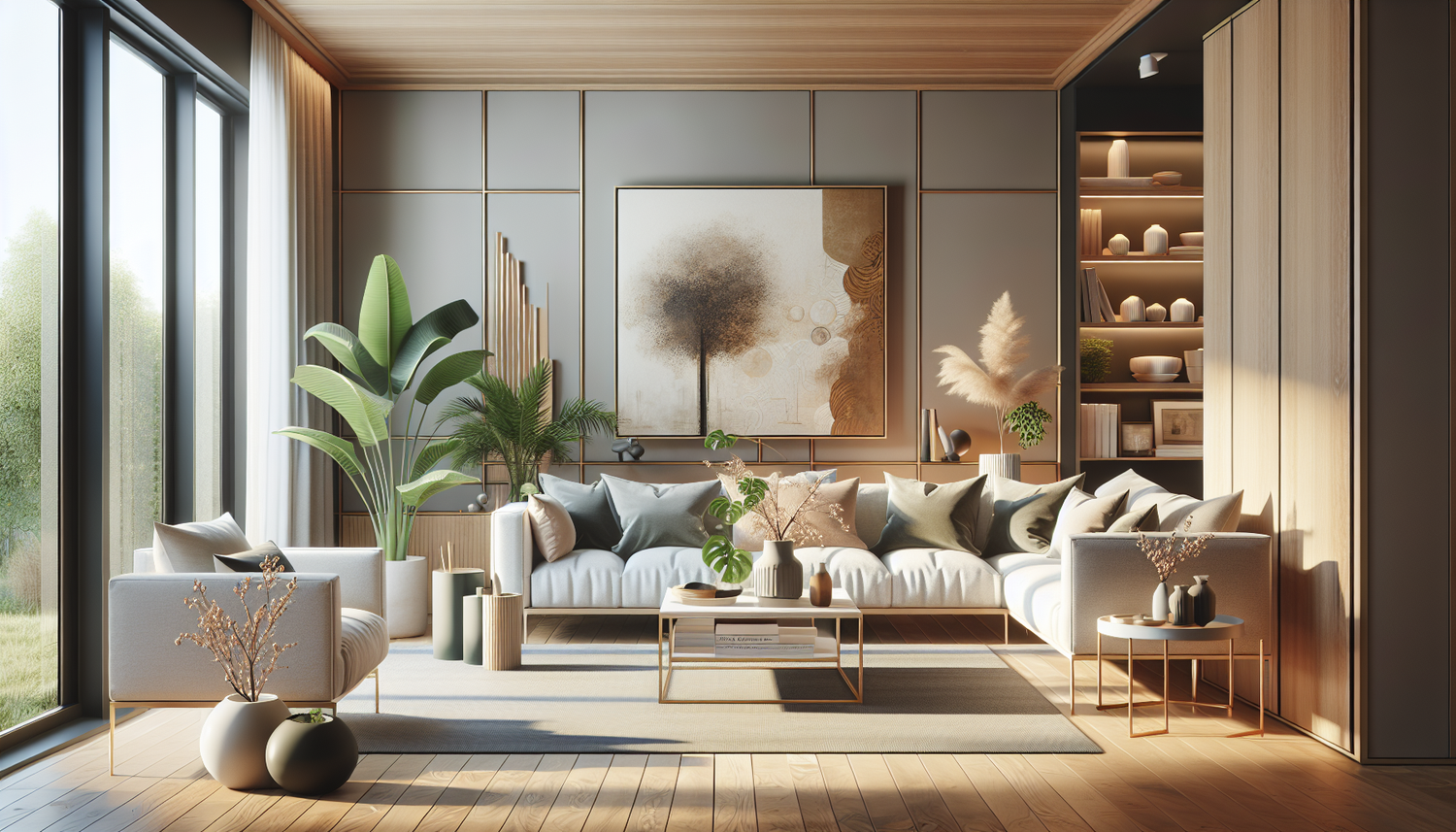 Intérieur contemporain avec tableau décoratif — ambiance Art & Cuisine