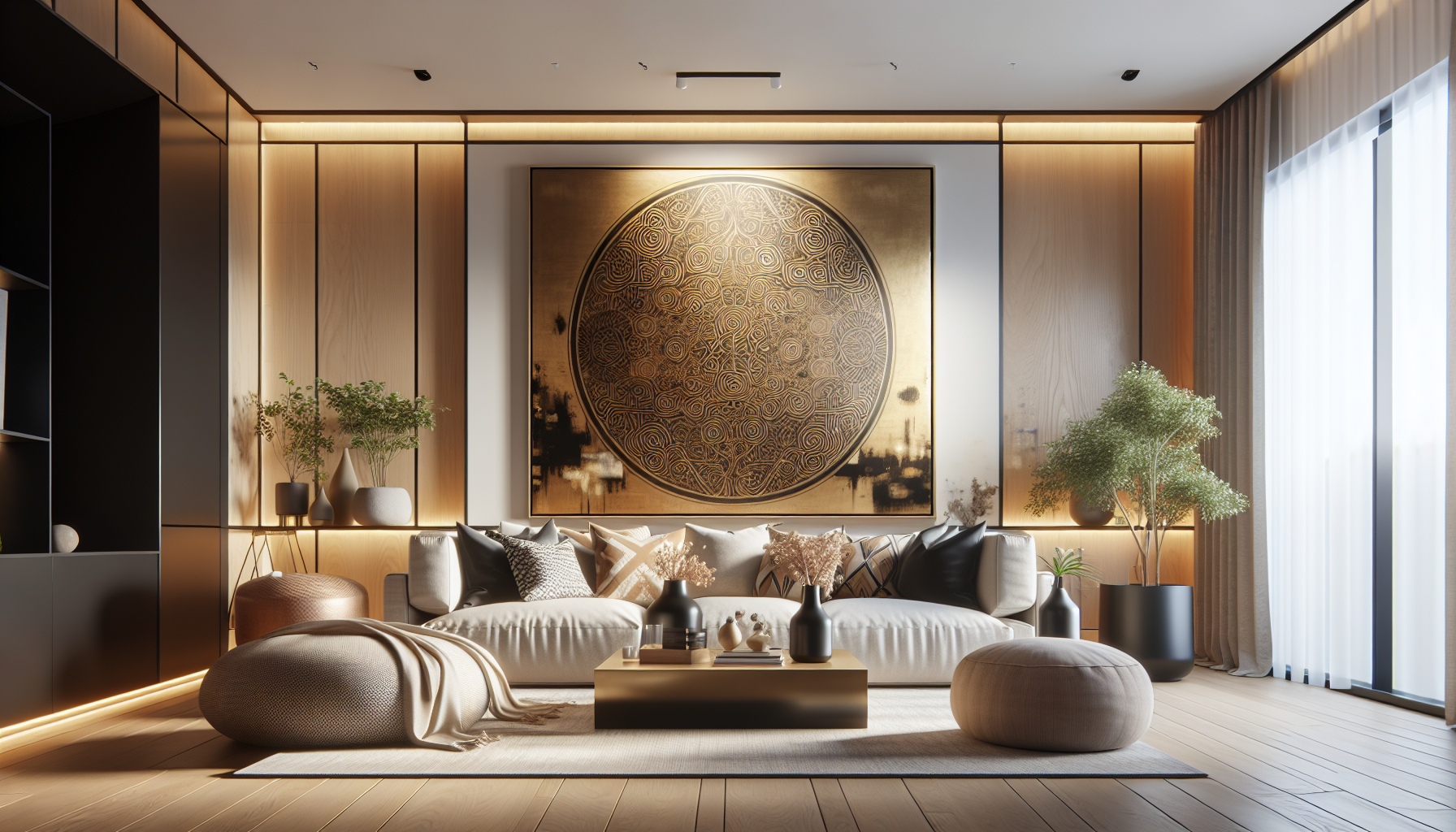 Intérieur contemporain avec tableau décoratif — ambiance wall art