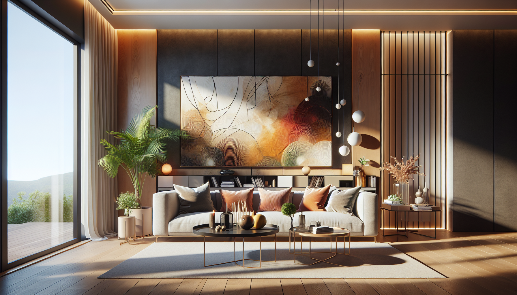 Intérieur contemporain avec tableau décoratif — ambiance wall art