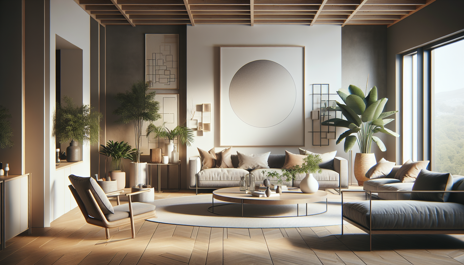 Intérieur contemporain avec tableau décoratif — ambiance wall art