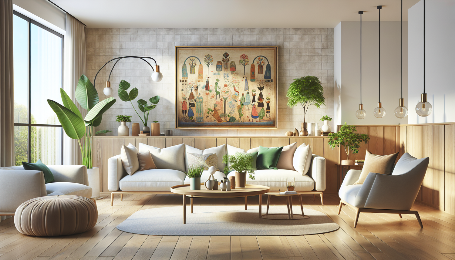 Intérieur contemporain avec tableau décoratif — ambiance Tableau Grenouille