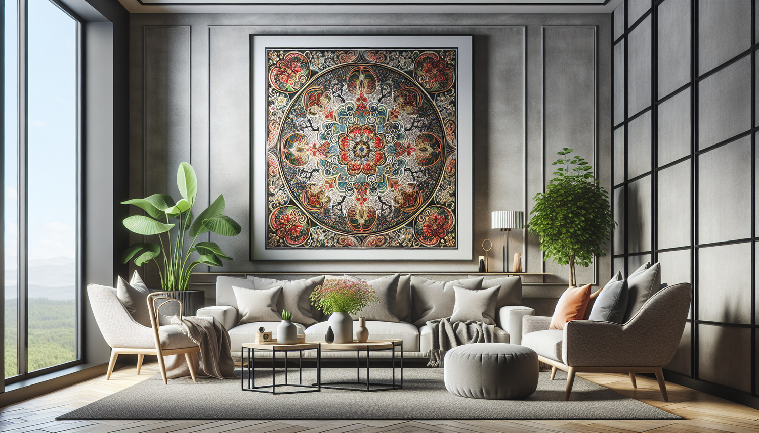 Intérieur contemporain avec tableau décoratif — ambiance wall art