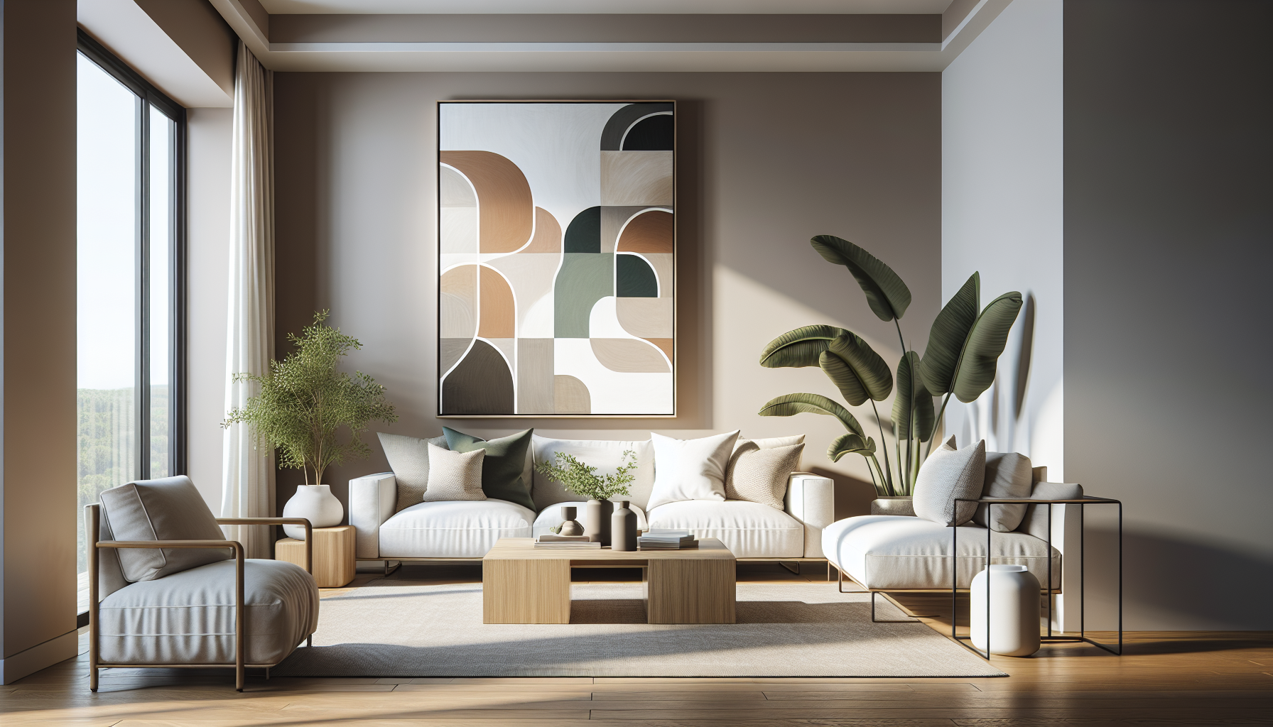 Intérieur contemporain avec tableau décoratif — ambiance wall art