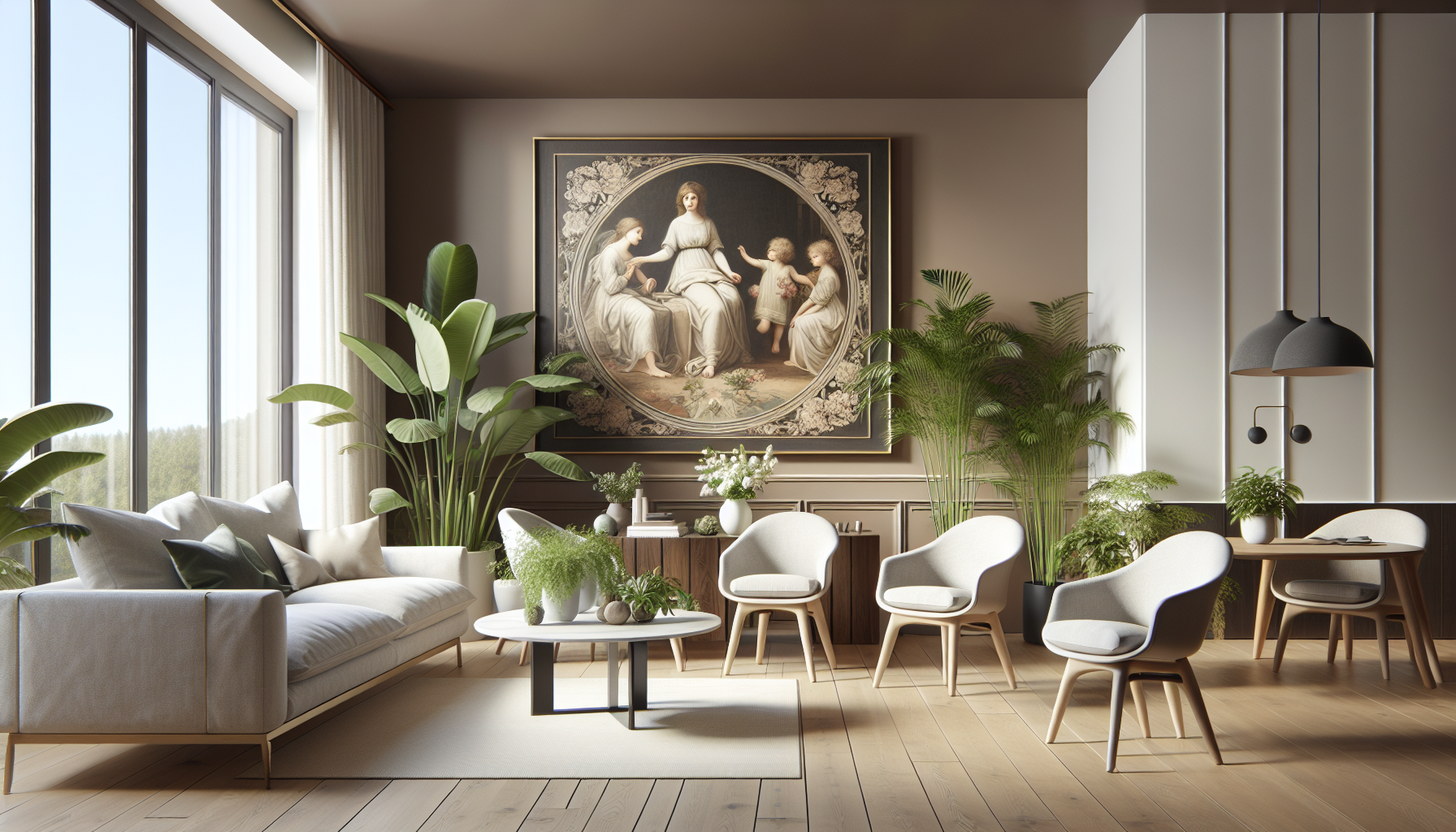 Intérieur contemporain avec tableau décoratif — ambiance Tableau Fête des Mères