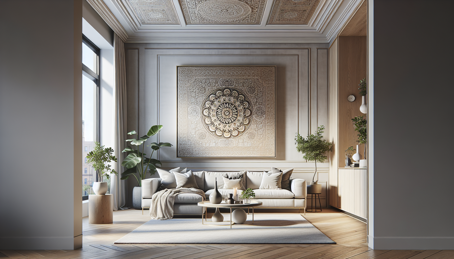 Intérieur contemporain avec tableau décoratif — ambiance wall art