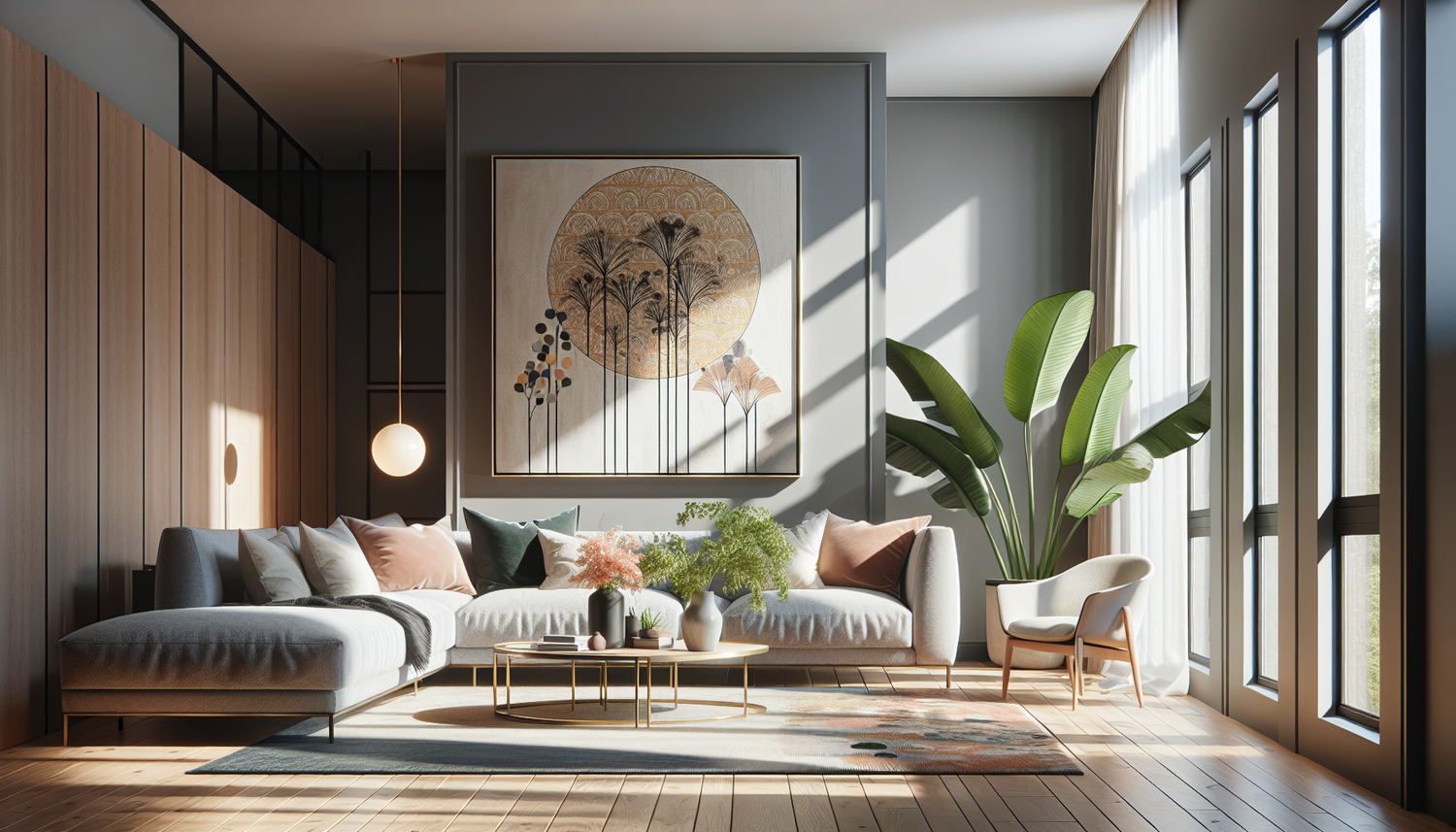Intérieur contemporain avec tableau décoratif — ambiance wall art
