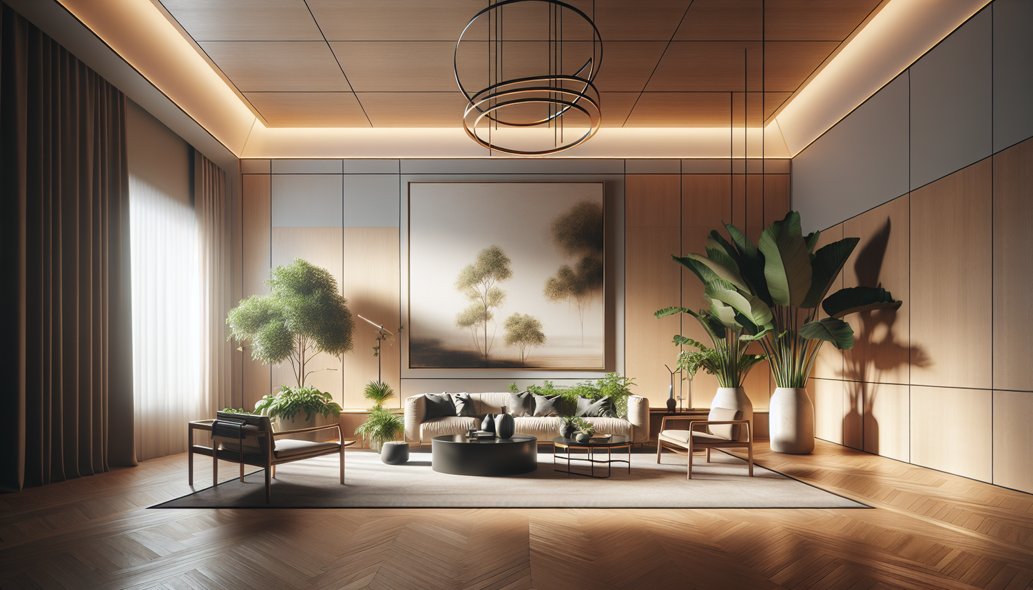 Intérieur contemporain avec tableau décoratif — ambiance wall art