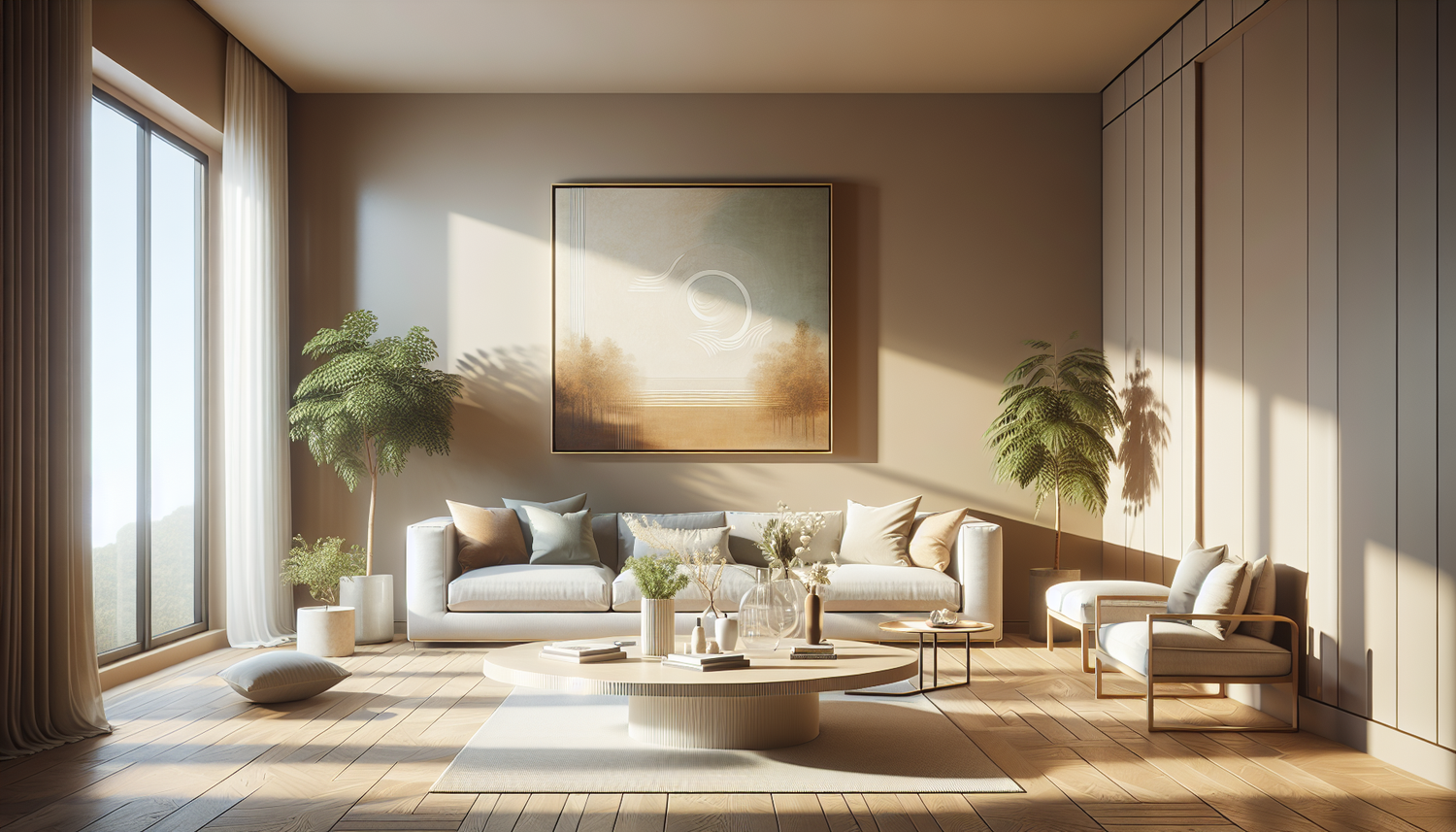 Intérieur contemporain avec tableau décoratif — ambiance wall art
