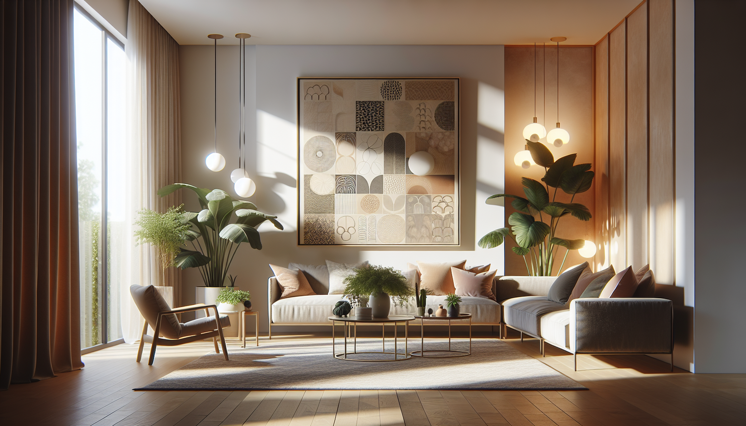 Intérieur contemporain avec tableau décoratif — ambiance wall art