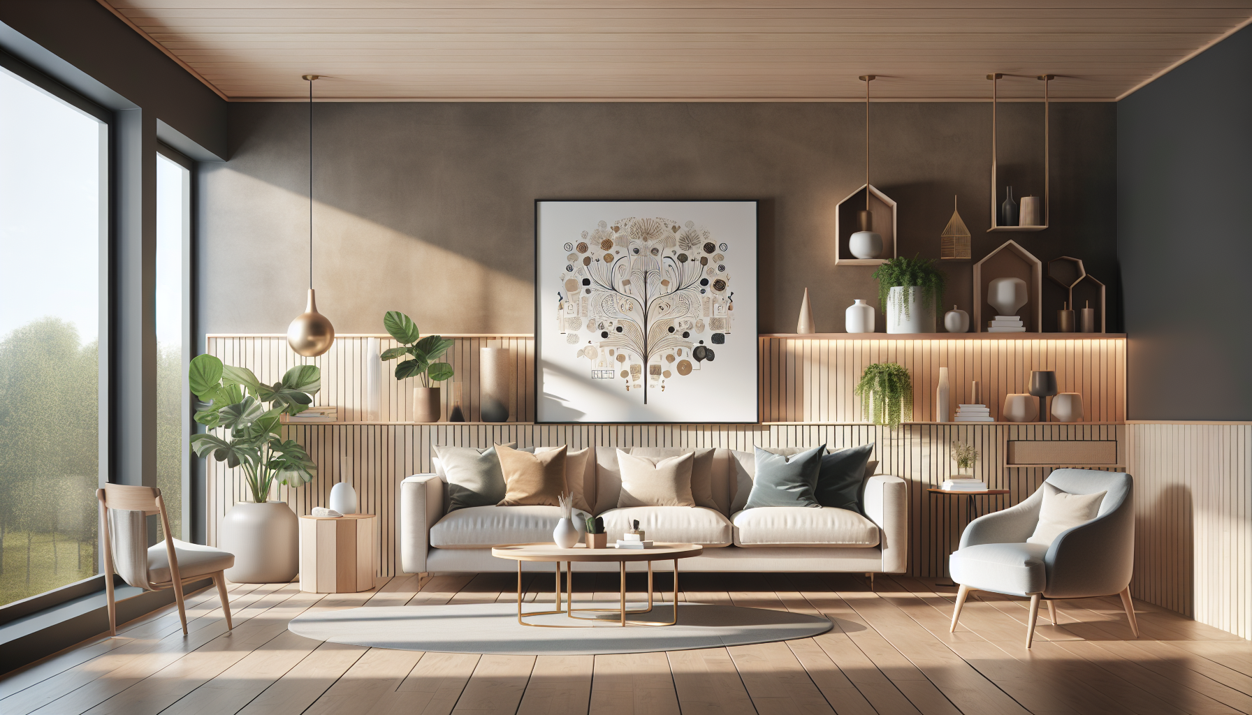 Intérieur contemporain avec tableau décoratif — ambiance wall art