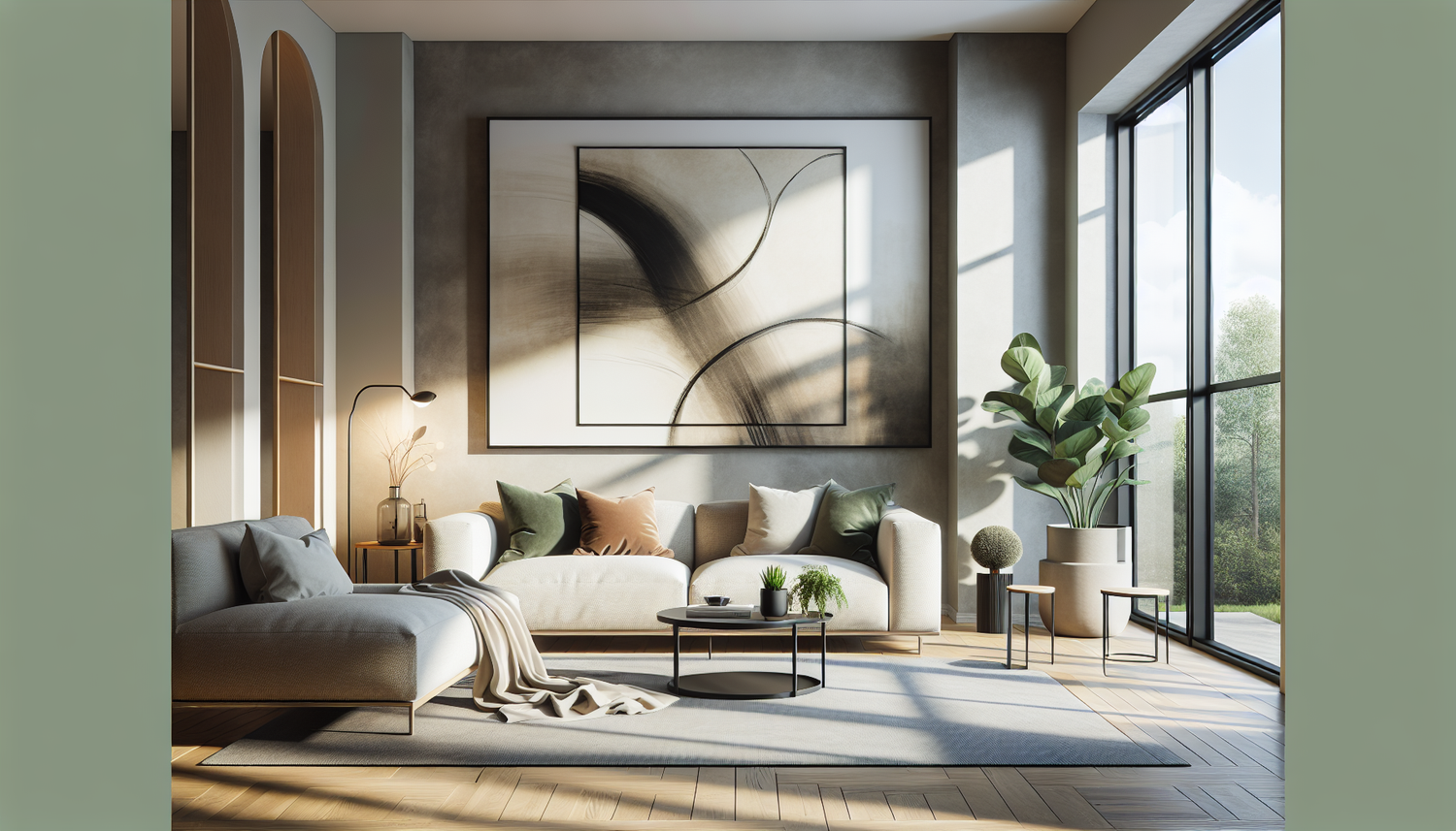 Intérieur contemporain avec tableau décoratif — ambiance wall art
