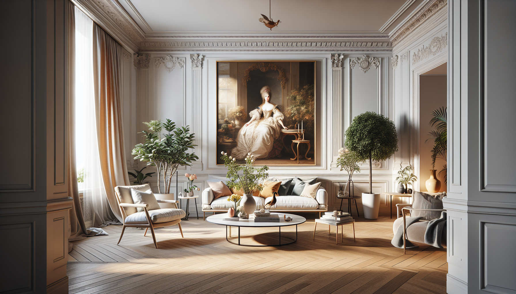 Intérieur contemporain avec tableau décoratif — ambiance Tableau Fête des Pères