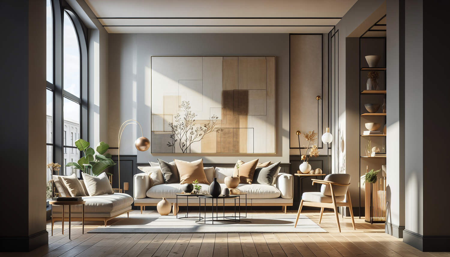 Intérieur contemporain avec tableau décoratif — ambiance wall art
