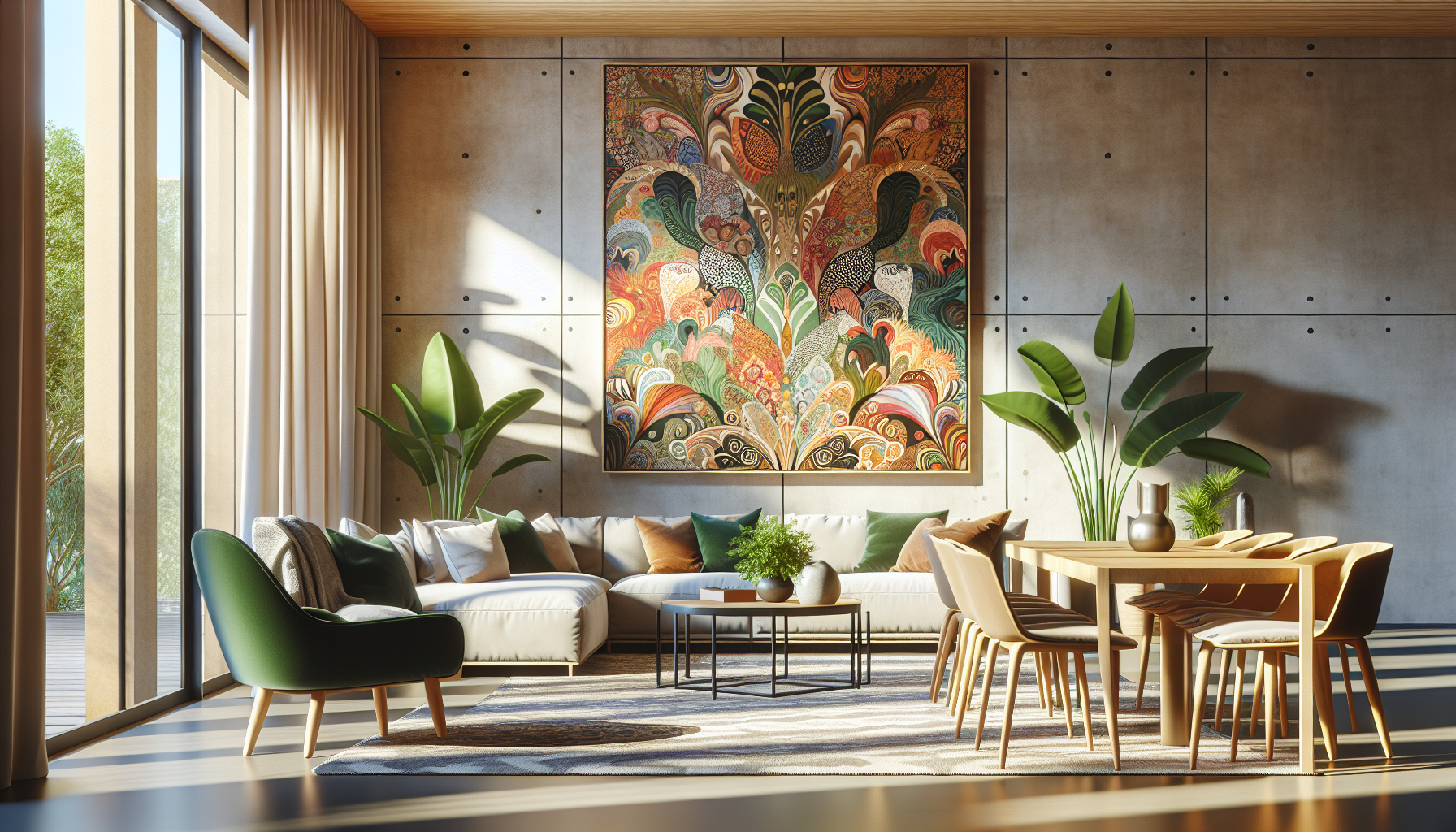 Intérieur contemporain avec tableau décoratif — ambiance Tableau Grenouille