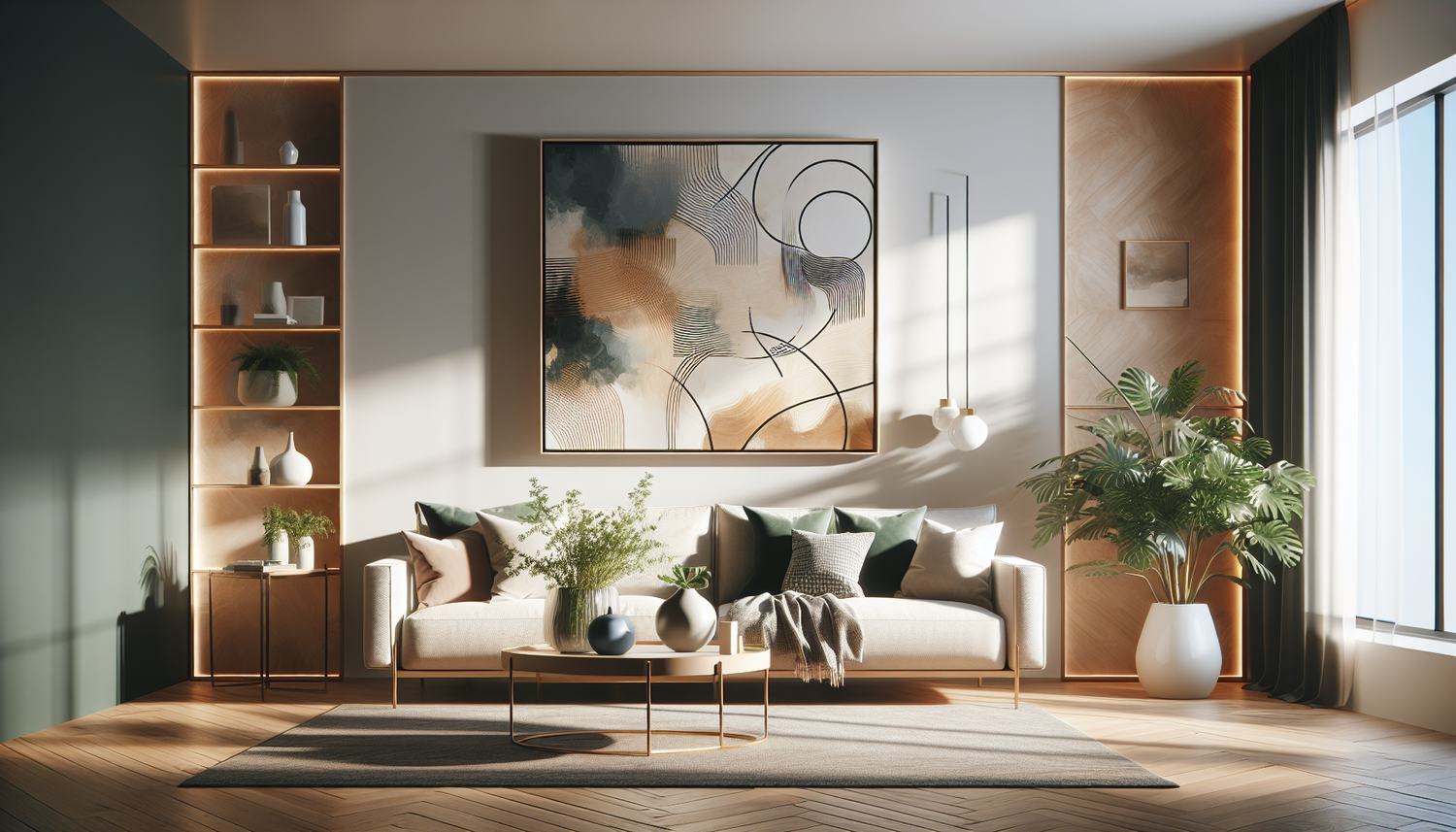 Intérieur contemporain avec tableau décoratif — ambiance wall art