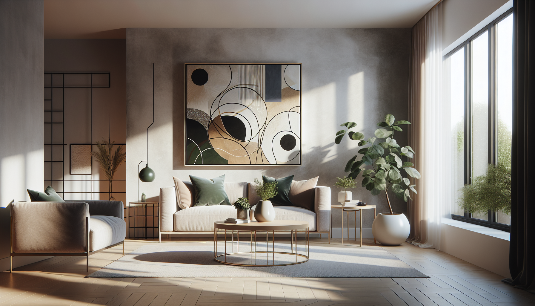 Intérieur contemporain avec tableau décoratif — ambiance wall art