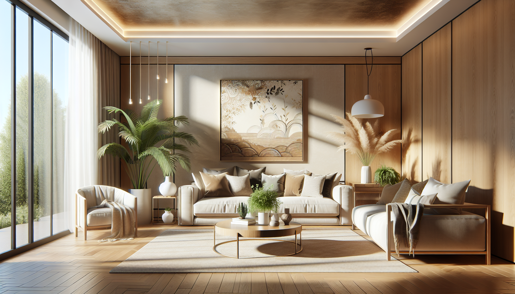 Intérieur contemporain avec tableau décoratif — ambiance wall art