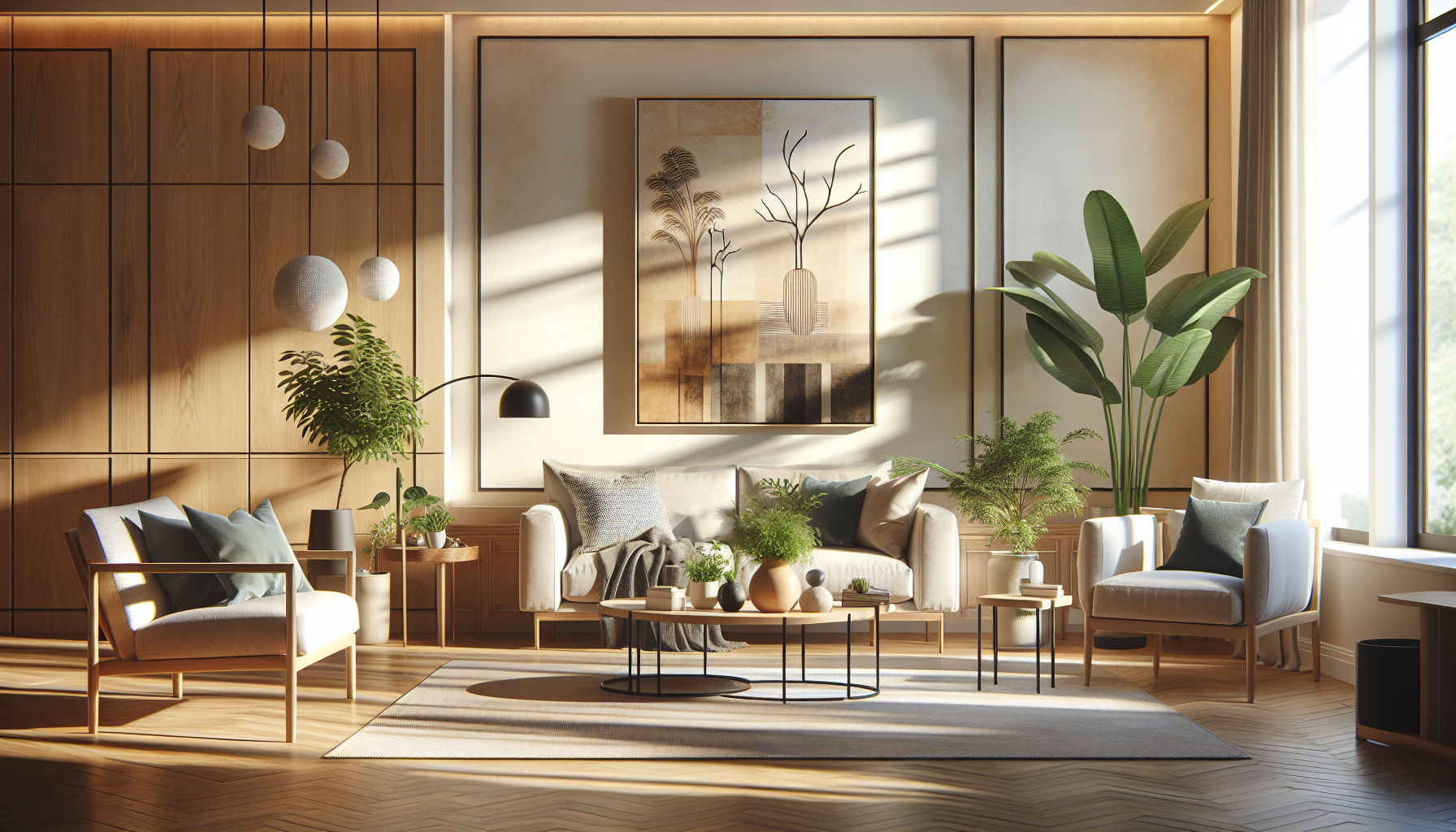 Intérieur contemporain avec tableau décoratif — ambiance wall art