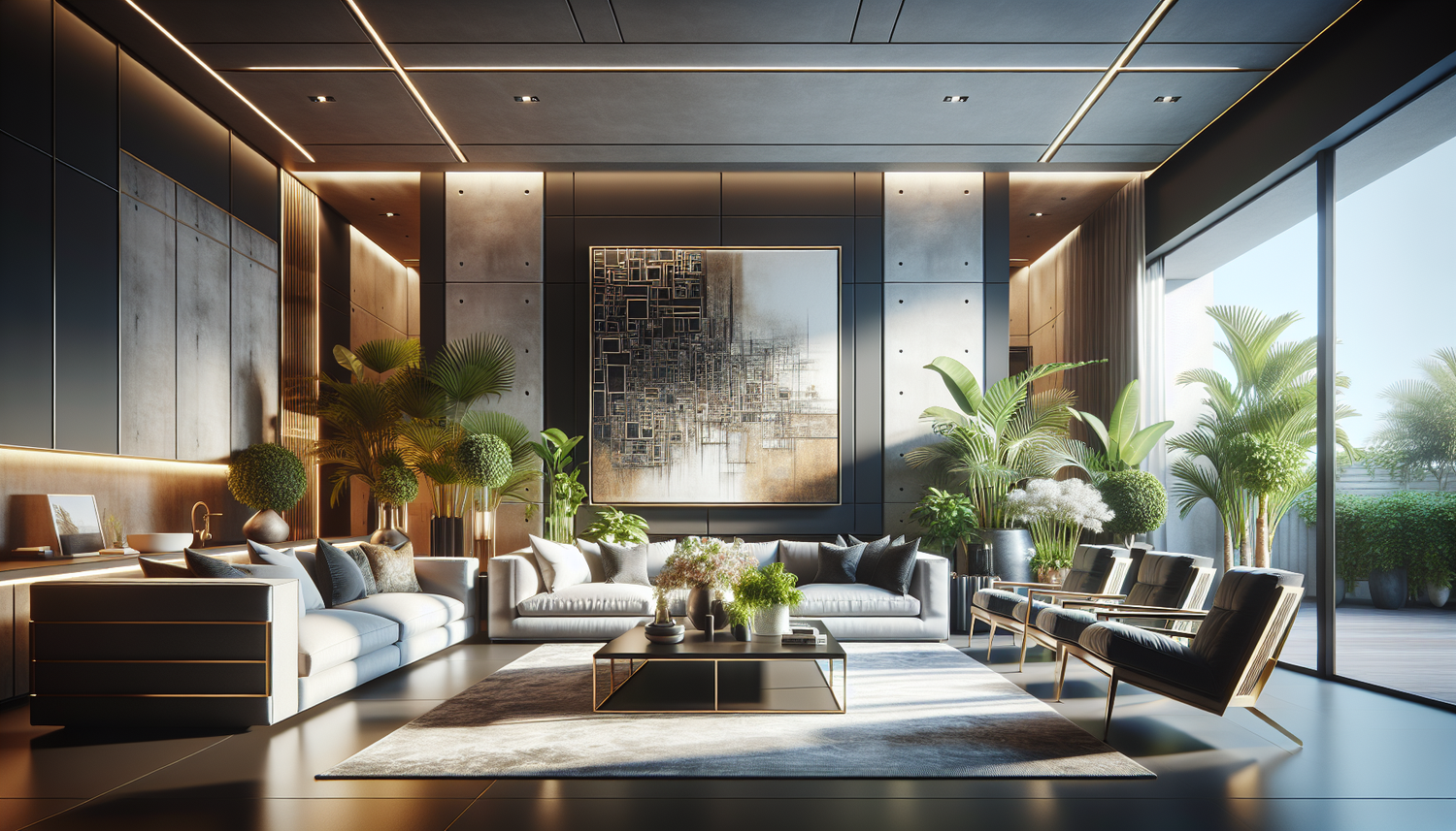 Intérieur contemporain avec tableau décoratif — ambiance wall art