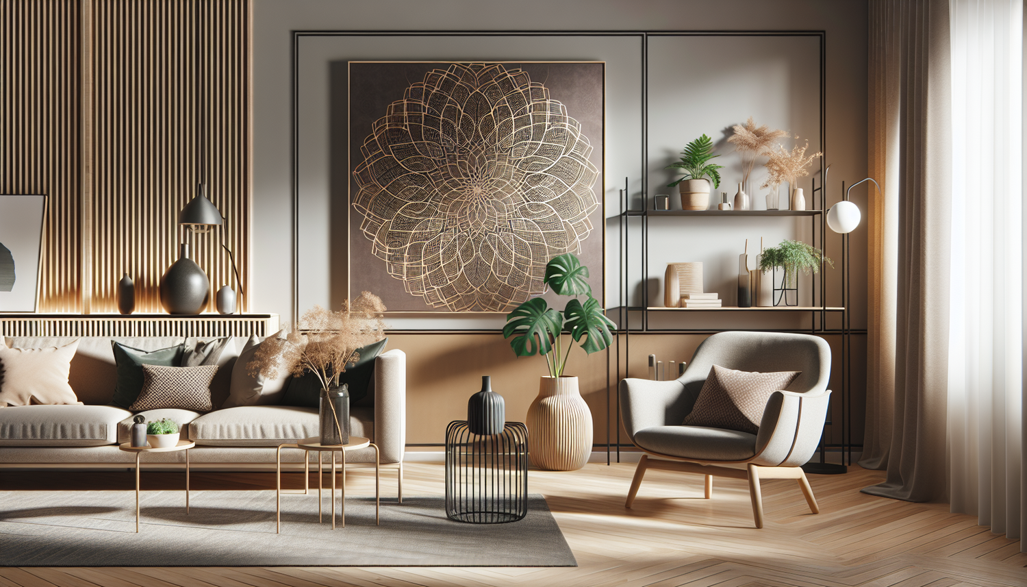 Intérieur contemporain avec tableau décoratif — ambiance wall art