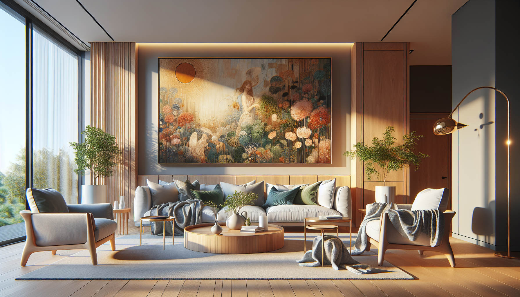 Intérieur contemporain avec tableau décoratif — ambiance wall art