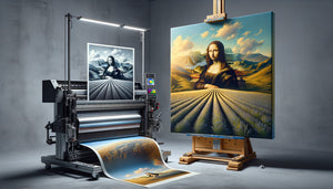 Comparaison macro entre texture de peinture originale et impression giclée haute qualité sur toile