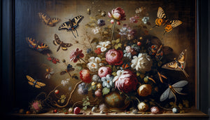Peinture murale du XVIIe siècle hollandais avec insectes détaillés contrastant avec fresque médiévale sans insectes
