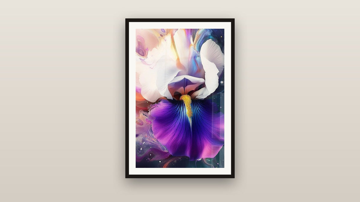 Tableau encadré sur un mur : Iris N°5