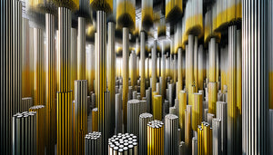 Installation pénétrable de Jesús Rafael Soto avec tiges métalliques suspendues créant effets optiques vibrants, art cinétique années 1970