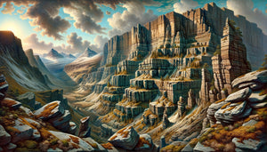 Peinture victorienne de falaise rocheuse montrant l'observation géologique rigoureuse prônée par John Ruskin, strates détaillées