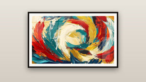 Ingelijst schilderij aan een muur: Cosmische Metamorfose