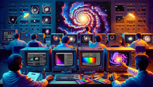 Processus de création des images Hubble : données brutes monochromes transformées en couleurs spectaculaires artificielles, laboratoire NASA