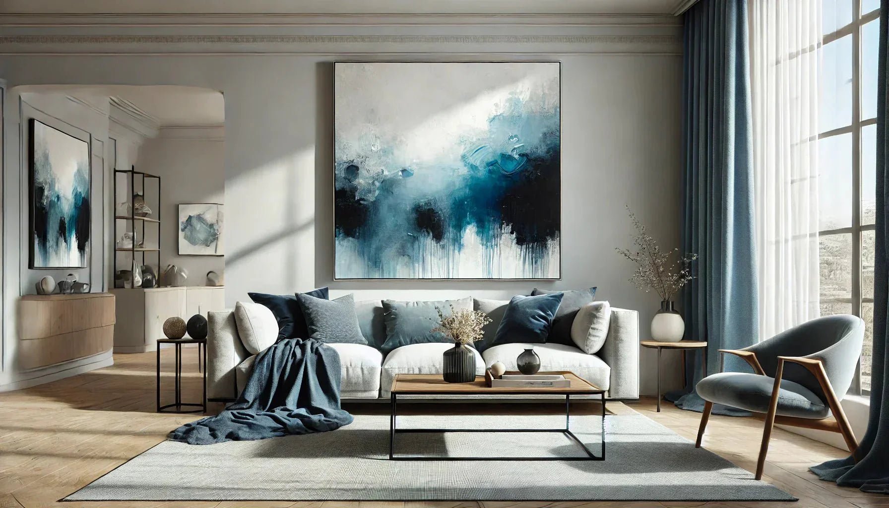 Les secrets pour bien harmoniser un tableau abstrait bleu avec votre déco