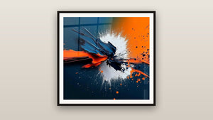Framed painting on a wall: Abstract Explosion