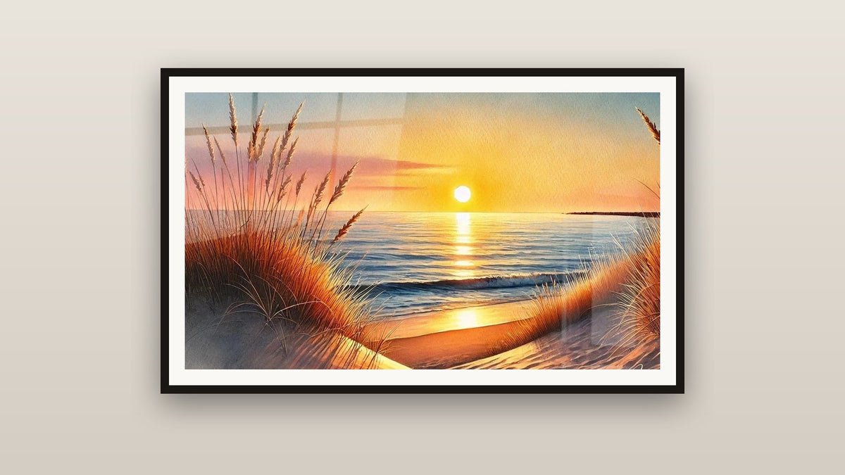 Framed painting on a wall: When the Day Falls Asleep