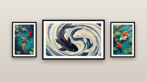 Gallery wall with three framed paintings